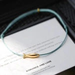 [NewProduct] - Βραχιόλι ποδιού γαλάζιο με χρυσό ψαράκι-AN073 - Image 2
