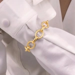 Βραχιόλι χρυσό ατσάλι με κρίκους-BR291 - Image 2