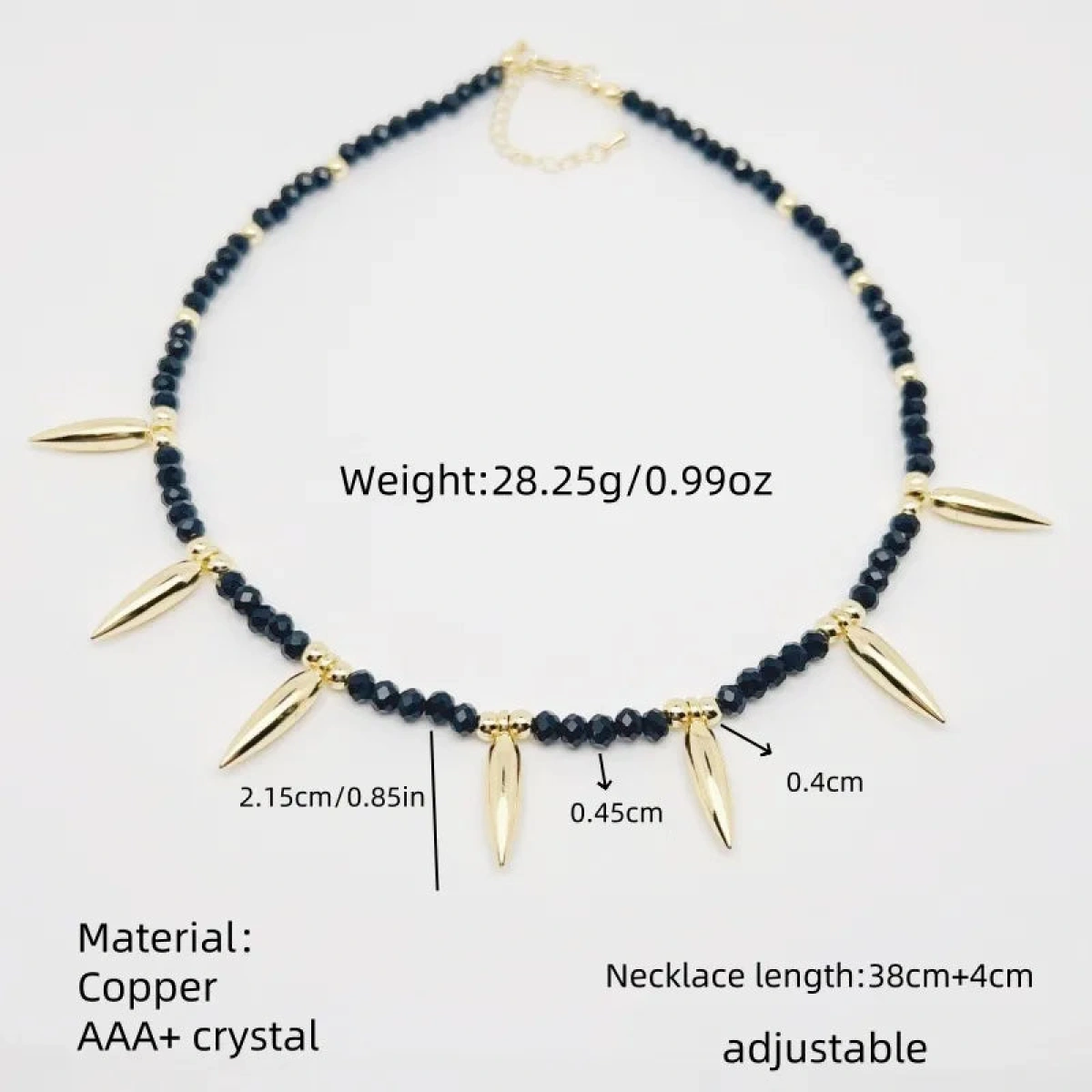 [NewProduct] - Κολιέ μαύρες μπίλιες και καρφιά χρυσού χαλκού-NE302 - Image 2