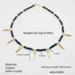 [NewProduct] - Κολιέ μαύρες μπίλιες και καρφιά χρυσού χαλκού-NE302 - Image 2