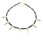 [NewProduct] - Κολιέ μαύρες μπίλιες και καρφιά χρυσού χαλκού-NE302