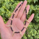 [NewProduct] - Κολιέ μαύρες μπίλιες και καρφιά χρυσού χαλκού-NE302 - Image 4