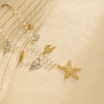 Κολιέ επιχρυσωμένο ατσάλι με ασημί και χρυσά κοχύλια και πέρλες-NE366 - Image 2