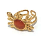 Δαχτυλίδι επιχρυσωμένο ατσάλι καβούρι με κόκκινη πέτρα-R076