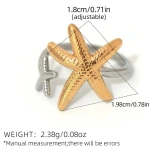 Δαχτυλίδι επιχρυσωμένο ατσάλι με μεγάλο αστερία και μικρό ασημί-R074 - Image 3