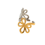 Δαχτυλίδι ατσάλι χρυσό ασημί λουλούδια-R094