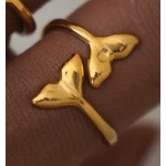 Δαχτυλίδι χρυσό ατσάλι ουρά ψαριού-R106 - Image 4