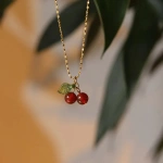 [NewProduct] - Ατσάλινο κολιέ με κερασάκια - NE380 - Image 4