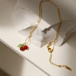 [NewProduct] - Ατσάλινο κολιέ με κερασάκια - NE380 - Image 2