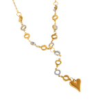 Κολιέ επιχρυσωμένο ατσάλι με καρδιά και μιξ χρυσούς ασημί κύκλους-NE047