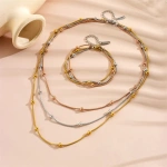 Κολιέ τρίχρωμο ατσάλι -NE160 - Image 4