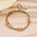 [NewProduct] - Βραχιόλι ατσάλι τριπλό χρυσό ασημί ροζ-BR226 - Image 2