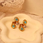 [NewProduct] - Δαχτυλίδι επιχρυσωμένο ατσάλι με γαλάζιες πέτρες-R145 - Image 2