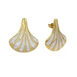 Σκουλαρίκια επιχρυσωμένο ατσάλι σε σχήμα κοχυλιού βεντάλιας-EA344