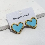 Σκουλαρίκια επιχρυσωμένο ατσάλι γαλάζιες καρδιές-EA493 - Image 2