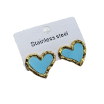 Σκουλαρίκια επιχρυσωμένο ατσάλι γαλάζιες καρδιές-EA493
