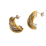 Σκουλαρίκια επιχρυσωμένο ατσάλι με ασημί πολλά επίπεδα-EA404