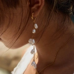 Σκουλαρίκια επιχρυσωμένο ατσάλι κρεμαστά με πέρλες-EA530 - Image 3