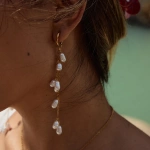 Σκουλαρίκια επιχρυσωμένο ατσάλι κρεμαστά με πέρλες-EA530 - Image 4