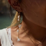 Σκουλαρίκια επιχρυσωμένο ατσάλι κρεμαστά με πέρλες-EA530 - Image 2