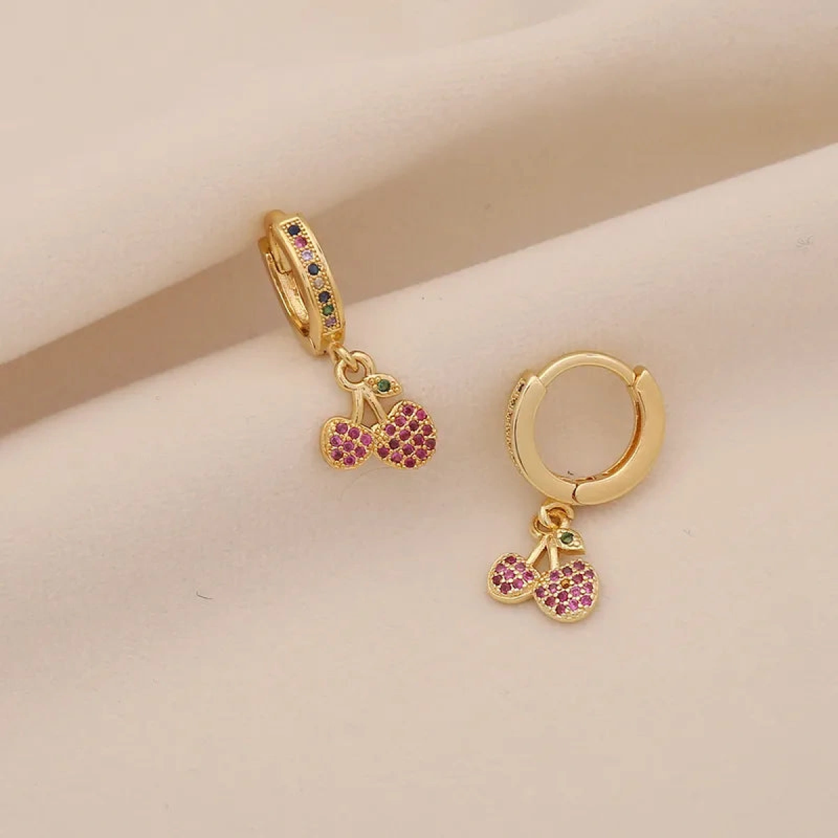 [NewProduct] - Σκουλαρίκια χρυσό ατσάλι με πολύχρωμα zircon-EA054 - Image 2