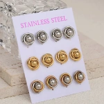 [NewProduct] - Σετ με έξι ατσάλινα ζευγάρια σκουλαρίκια - SET074 - Image 2