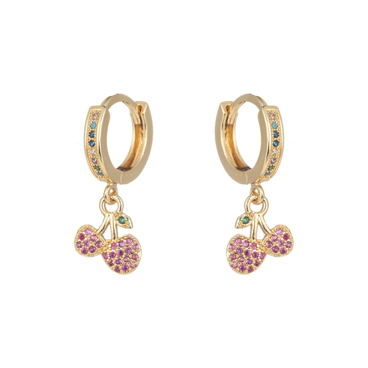 [NewProduct] - Σκουλαρίκια χρυσό ατσάλι με πολύχρωμα zircon-EA054 - Image 1