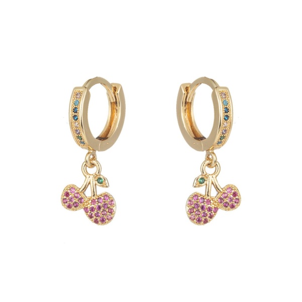 [NewProduct] - Σκουλαρίκια χρυσό ατσάλι με πολύχρωμα zircon-EA054
