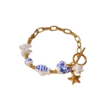 Βραχιόλι επιχρυσωμένο ατσάλι με κεραμικά στοιχεία-BR201