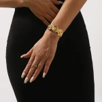 Βραχιόλι χρυσό ατσάλι γυαλιστερό σπιράλ-BR235 - Image 2