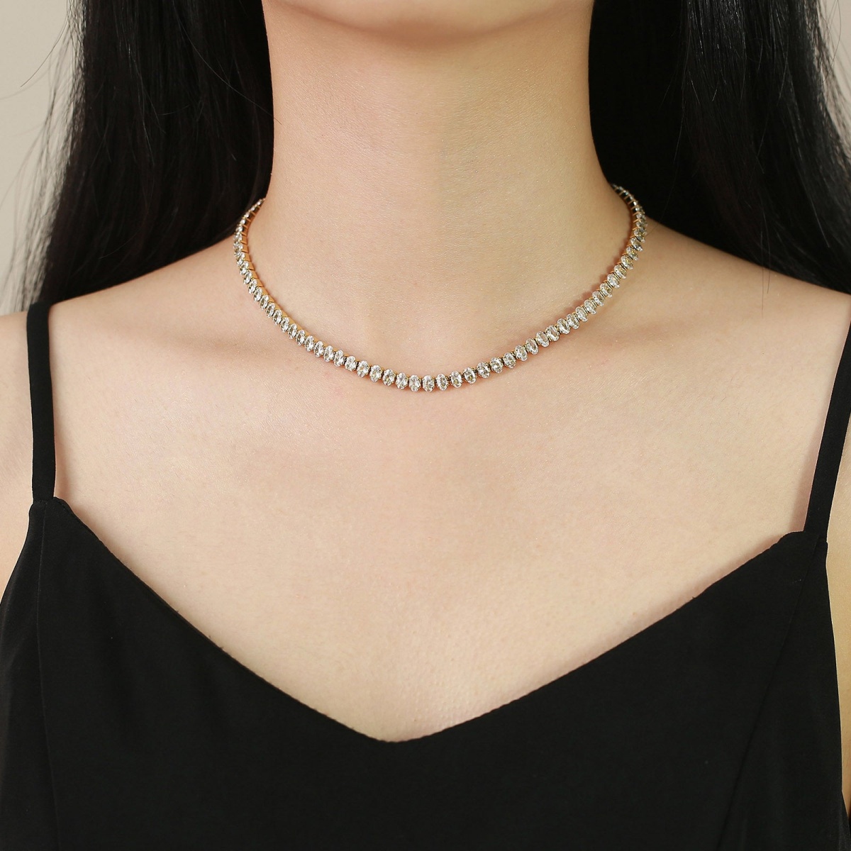 [NewProduct] - Ατσάλινο τσόκερ με zircon - ne002 - Image 2