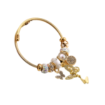[NewProduct] - Βραχιόλι χρυσό ατσάλι με πεταλούδα και charms-BR289