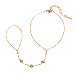 Βραχιόλι χρυσό ατσάλι με δαχτυλίδι και κρύσταλλα-BR168