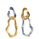 Σκουλαρίκια χρυσό κράμα με λευκή πορσελάνη-EA376