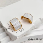 Σκουλαρίκια επιχρυσωμένο ατσάλι λευκά με καμπύλη-EA437 - Image 3