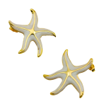 Σκουλαρίκια επιχρυσωμένο ατσάλι λευκοί αστερίες-EA412