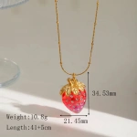 [NewProduct] - Κολιέ επιχρυσωμένο ατσάλι φράουλα με zircon-NE151 - Image 2