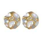 Σκουλαρίκια ατσάλι στρόγγυλα με ασημένιες γούβες-EA563