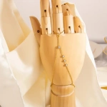 Βραχιόλι επιχρυσωμένο ατσάλι και zircon ενωμένο με δαχτυλίδι-BR028 - Image 4