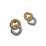 Σκουλαρίκια ατσάλι χρυσό και ασημί με ραβδώσεις-EA470