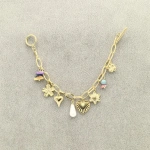 Βραχιόλι χρυσό ατσάλι με διάφορα charms-BR030 - Image 3