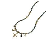 [NewProduct] - Κολιέ επιχρυσωμένος ορείχαλκος και ακρυλικά πράσινα beads-ne035