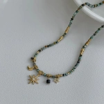 [NewProduct] - Κολιέ επιχρυσωμένος ορείχαλκος και ακρυλικά πράσινα beads-ne035 - Image 3