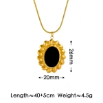 Κολιέ επιχρυσωμένο ατσάλι με οβαλ μαύρη πέτρα-NE516 - Image 3