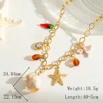 Κολιέ επιχρυσωμένο ατσάλι με zircon και θαλάσσια charms-NE508 - Image 3