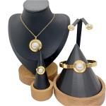 Σετ κοσμημάτων χρυσό ατσάλι με τεχνητή πέρλα-SET014