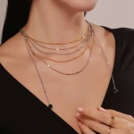 [NewProduct] - Κολιέ ατσάλι πολλών επιπέδων με ηφαιστειακές πέτρες -NE116 - Image 3