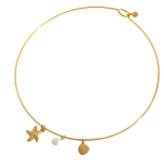 Κολιέ επιχρυσωμένο ατσάλι τσόκερ με πέρλα και κοχύλια-NE506