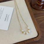 Κολιέ επιχρυσωμένο ατσάλι με πέρλες και χρυσές σφαίρες-NE514 - Image 2