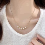 Κολιέ επιχρυσωμένο ατσάλι με πέρλες και χρυσές σφαίρες-NE514 - Image 3